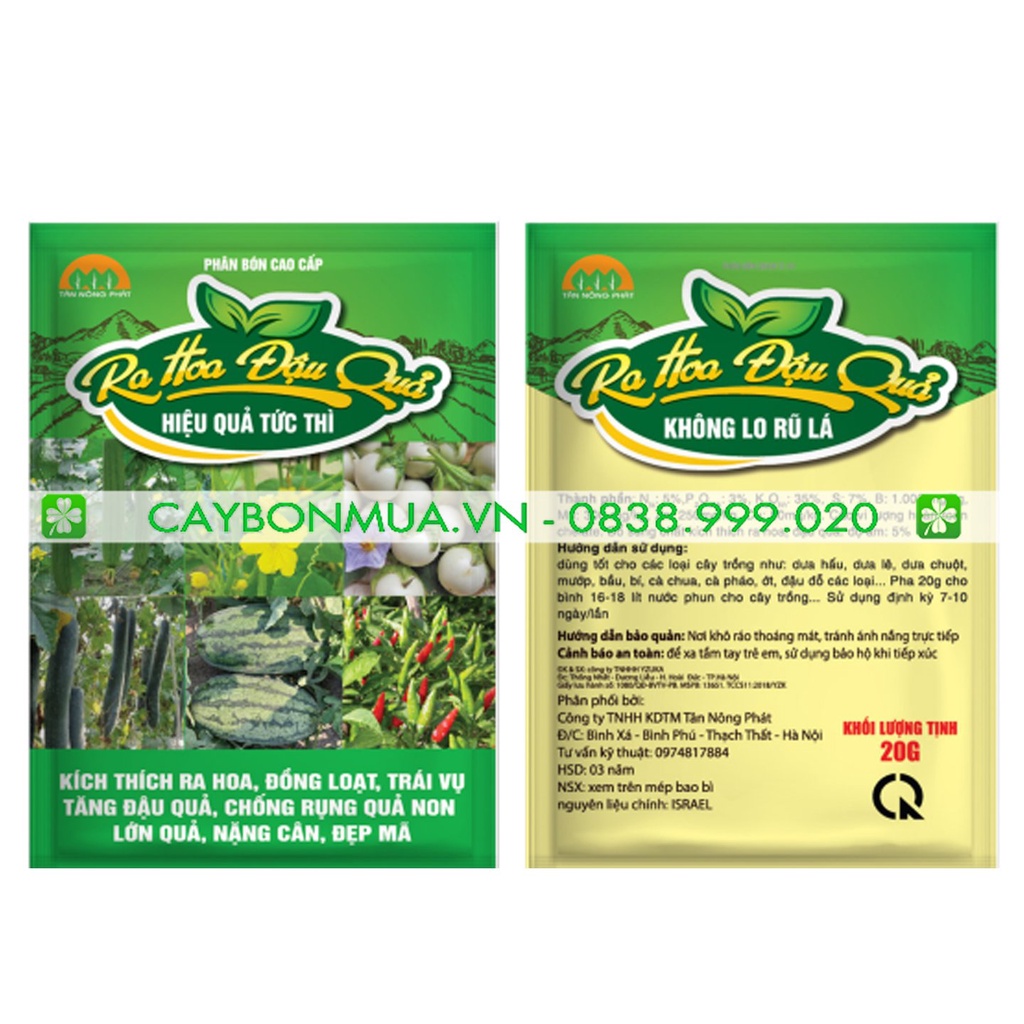 PHÂN BÓN CAO CẤP- ra hoa đậu quả hiệu quả tức thì - 20g