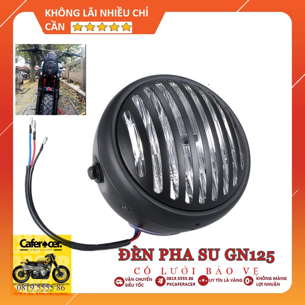 ĐÈN PHA XE MÁY ĐỘ DÁNG SU GN125 KÈM LƯỚI BẢO VỆ | ĐỘ CAFE RACER, TRACKER | CHẤT LƯỢNG CAO
