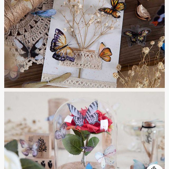 Set 40 sticker trang trí Bullet Journal, điện thoại hình bướm S44 Taro Stationery