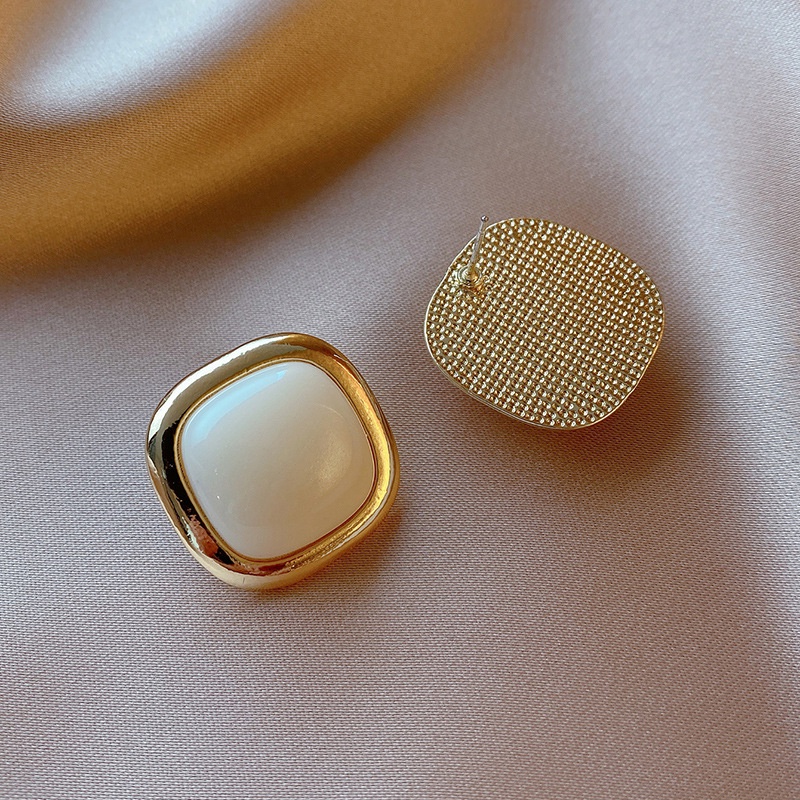 Bông Tai Bạc 925 Hình Tròn/ Vuông Phong Cách Hàn Quốc Đơn Giản Thời Trang Cho Nữ