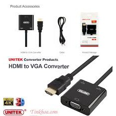 Cáp HDMI to VGA +Audio Chính Hãng Unitek Y 6333 , Bảo Hành 12 Tháng , 1 Đổi 1