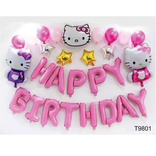 Sét sinh nhật chủ đề mèo kitty (Tặng bơm + băng keo)