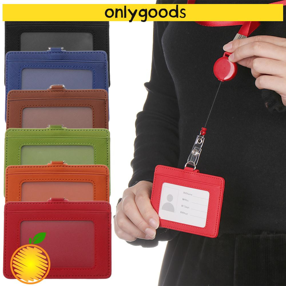 Dây Đeo Thẻ Tên Bằng Da Pu Đa Năng Có Thể Thu Gọn Tiện Dụng Giá Đỡ