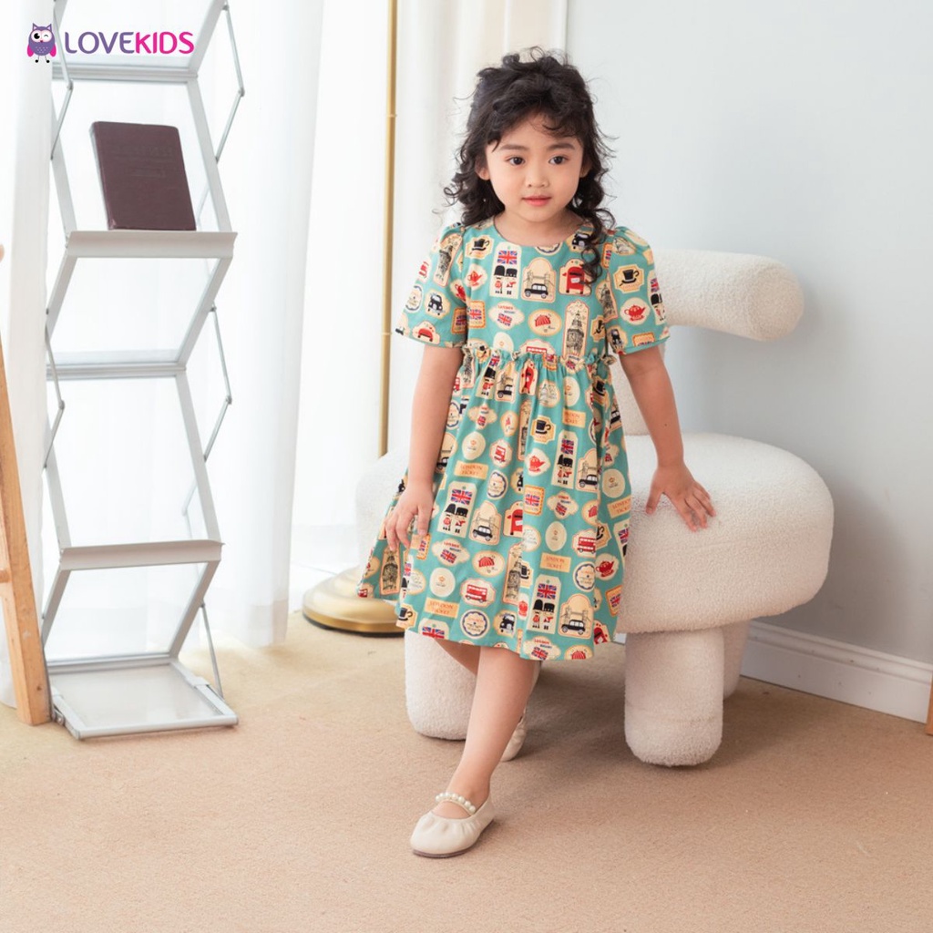 Đầm bé gái hoạ tiết city chất cotton mềm mại - Lovekids