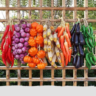 [HỎA TỐC] Dây rau củ giả decor tết - Mô hình tiểu cảnh dây khoai lang tỏi ớt bí đỏ trang trí tết quán ăn, trường mầm non