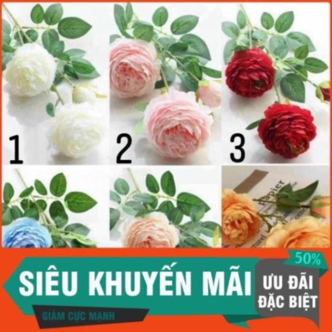 Hoa Lụa Nhiều Màu 1 Cành 2 Hoa 1 Nụ