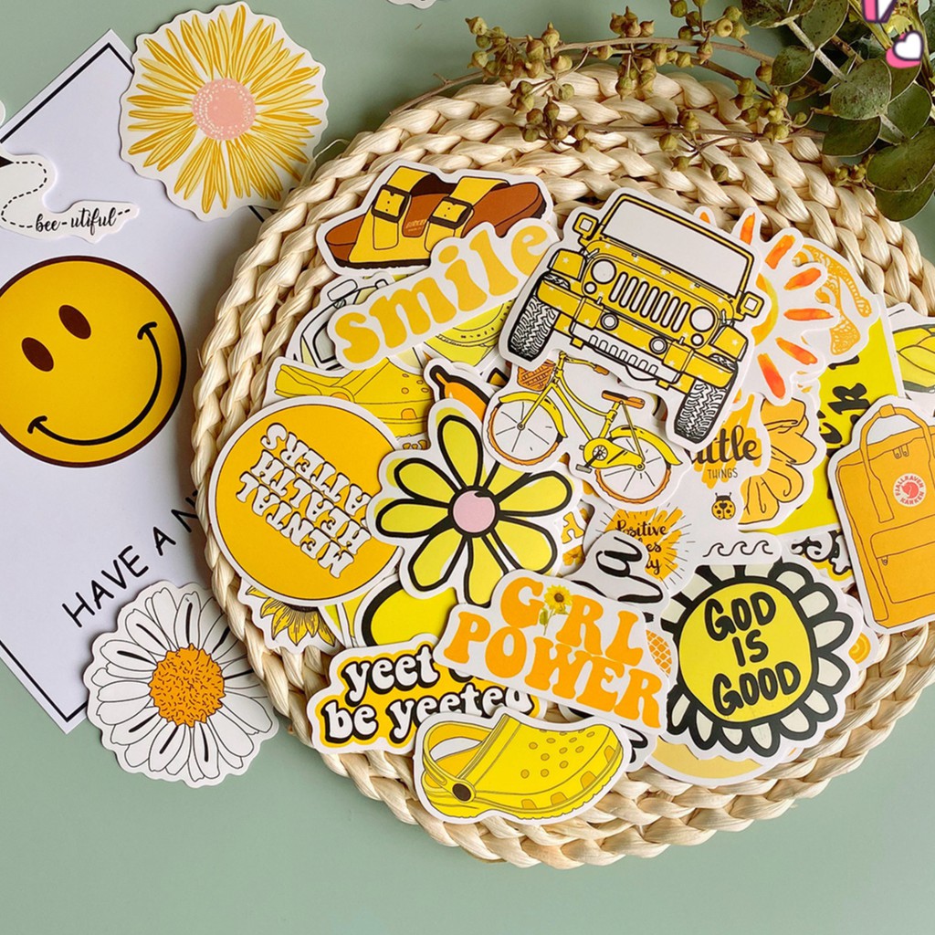 Combo 50 tấm Sticker dán mũ bảo hiểm, laptop sổ tay xinh xắn