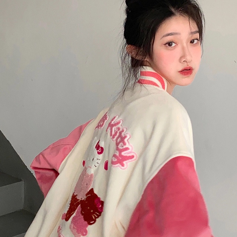 Áo khoác bóng chày IELGY dáng rộng thời trang cho nữ