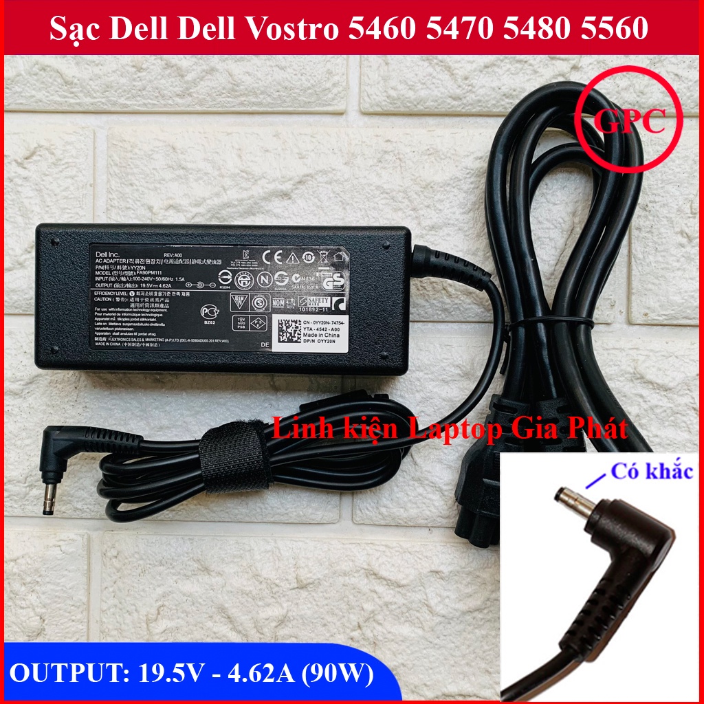 Sạc Laptop Dell Vostro 5460 5470 5480 5560 5439 Chân nhỏ Output 19.5V – 4.62A