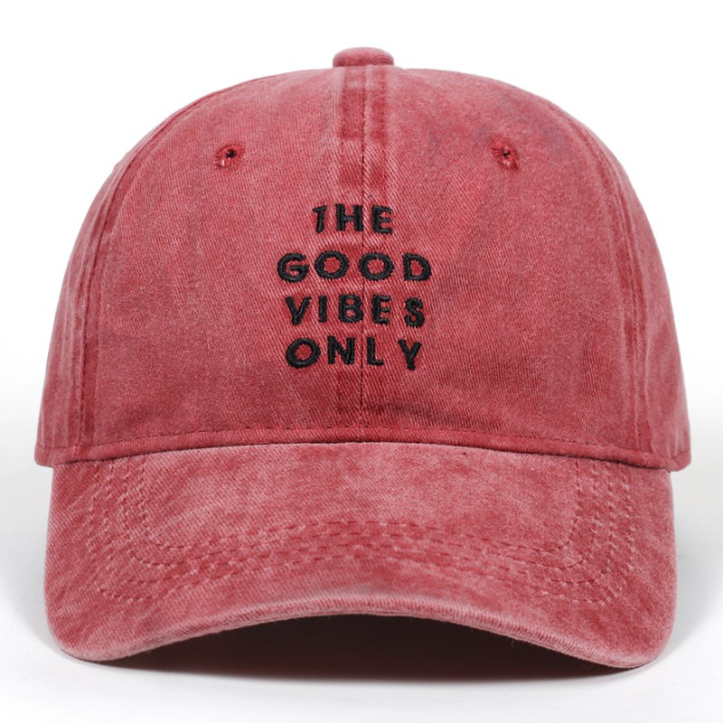 Mũ lưỡi trai phiên bản Hàn Quốc giặt mũ cao bồi thêu the good vibes only hat mũ thời trang nam mũ lưỡi trai nữ mũ lưỡi trai bình thường