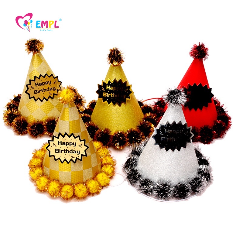 Nón Giấy 20cm Họa Tiết Chữ Happy Birthday Thời Trang Cho Tiệc Sinh Nhật