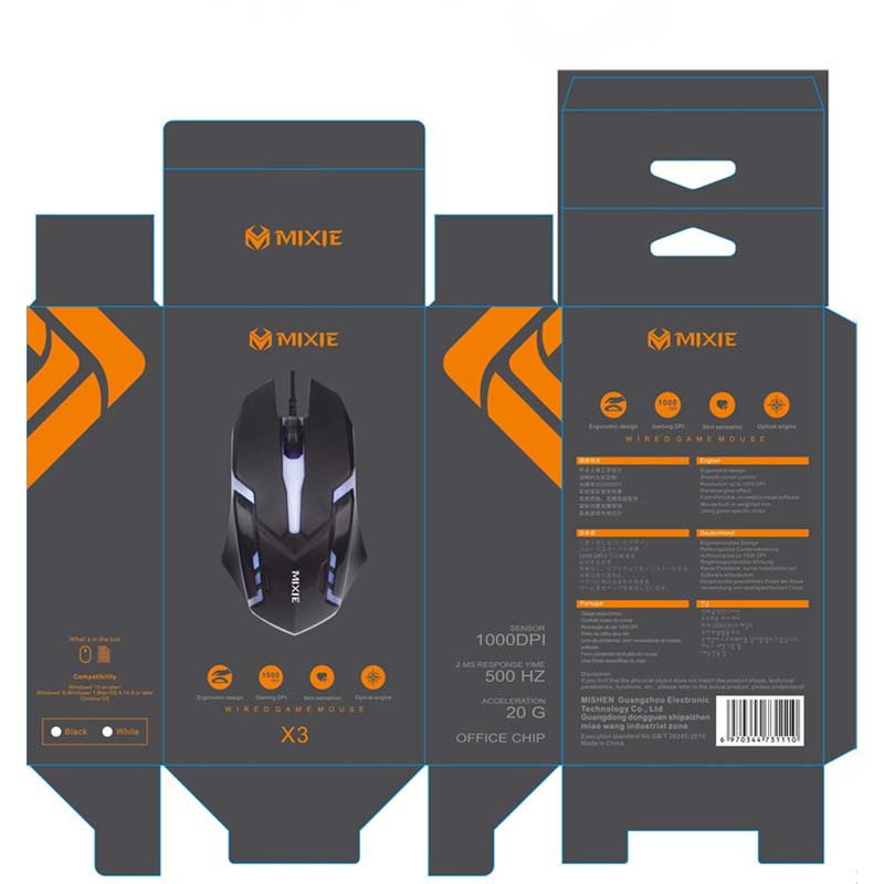 Chuột Gaming Có Dây  USB MIXIE X3 Thiết Kế Tinh Tế Chuột Máy Tính / Đèn LED Nhiều Màu Sắc