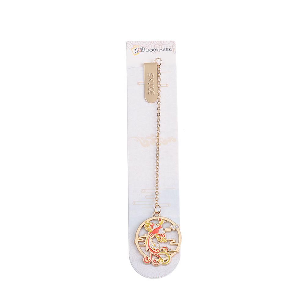 Bookmark Kim Loại Mặt Hình Phi Hành Gia Và Con Sếu Màu Đỏ Phong Cách Retro