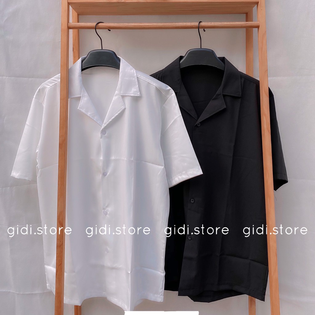 Áo sơ mi cổ VEST tay lỡ Nam Nữ Unisex  vải lụa form rộng không nhăn