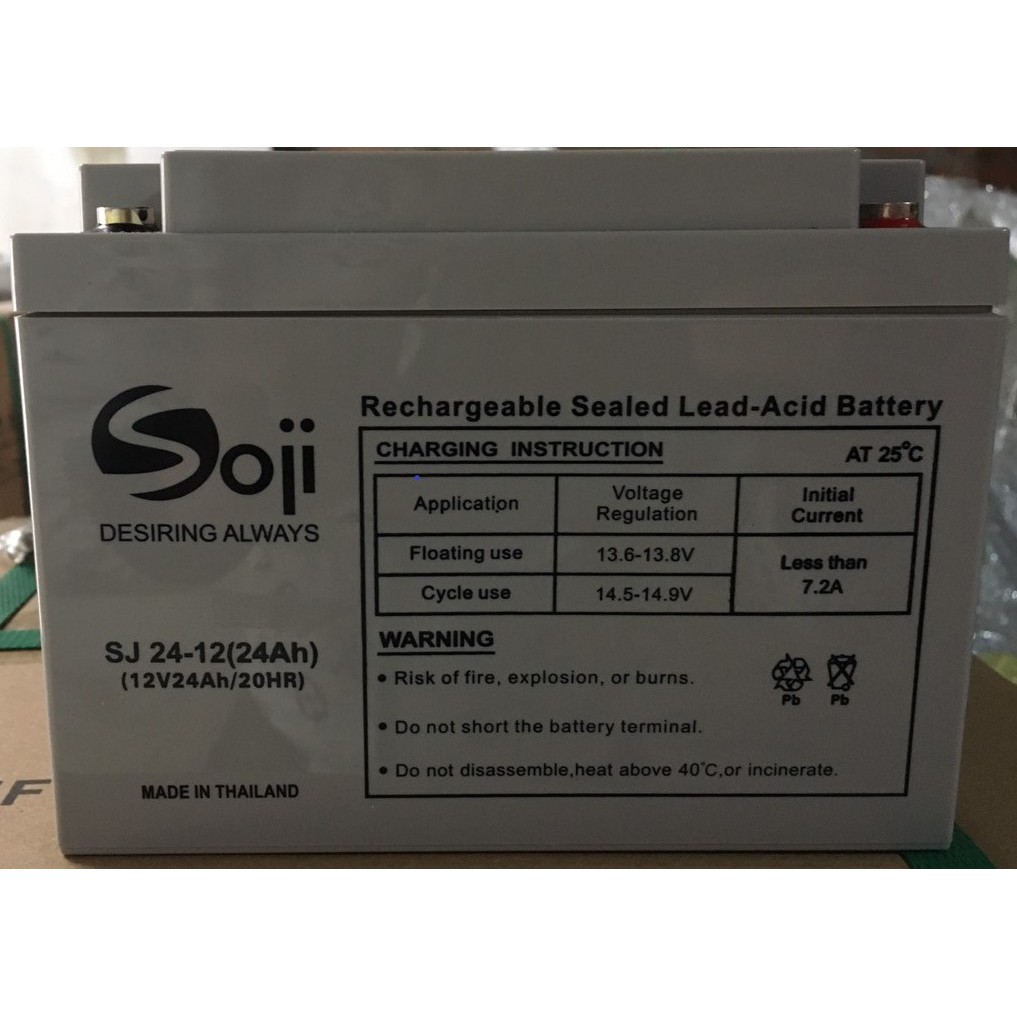 Ắc quy Soji nhập khẩu Thái Lan 12V 24AH  chuyên dụng cho UPS, NLMT