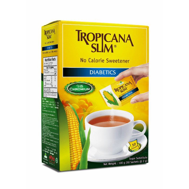 Hộp 50 Gói Đường Bắp Ăn Kiêng Diabetics Thương Hiệu Tropicana Slim - Nhập Khẩu Indonesia