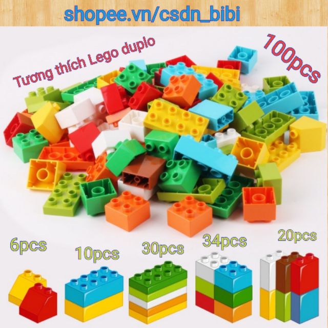 Bộ lego 100 gạch như hình. Tương thích lego duplo