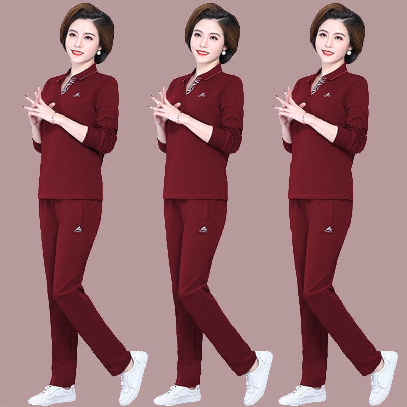 Bộ đồ thể thao dài tay phong cách xuân thu năng động dành cho phụ nữ trung niên 40-50 tuổi