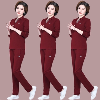 Bộ đồ thể thao dài tay phong cách xuân thu năng động dành cho phụ nữ trung niên 40-50 tuổi