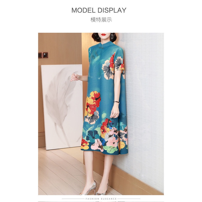 Đầm Sườn Xám Cách Tân Dáng Chữ a In Họa Tiết Phong Cách Trung Hoa Cổ Điển Thời Trang Mùa Hè 2022 Mới