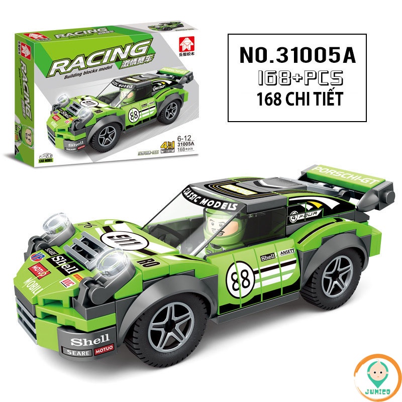 Đồ chơi xếp hình lắp ráp mô hình ô tô đua cho bé trai bé gái thông minh sáng tạo JUMICO LO