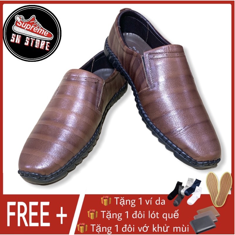 GIẦY LƯỜI DA BÒ 100% VÂN SỌC ĐẾ RĂNG CƯA SƠN HÀ