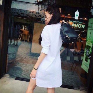 Áo sơ mi dáng dài lệch tà