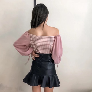 [ Sẵn Trắng ] Áo voan trễ vai thiết kế