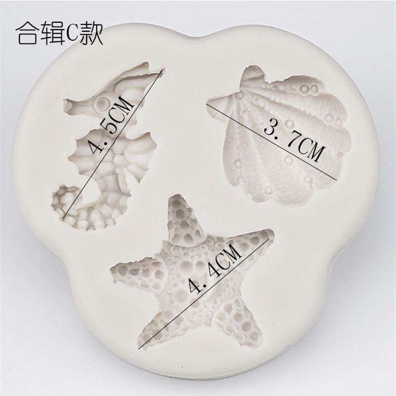 Khuôn Làm Bánh / Xà Phòng Hình Vỏ Sò / Sao Biển 3D Bằng Silicone DIY