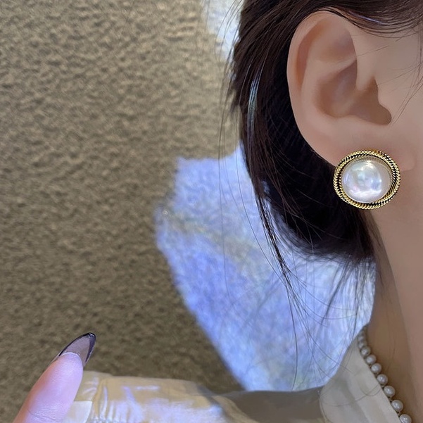 Khuyên tai viền xoắn ngọc trai nhân tạo cực sang KT128