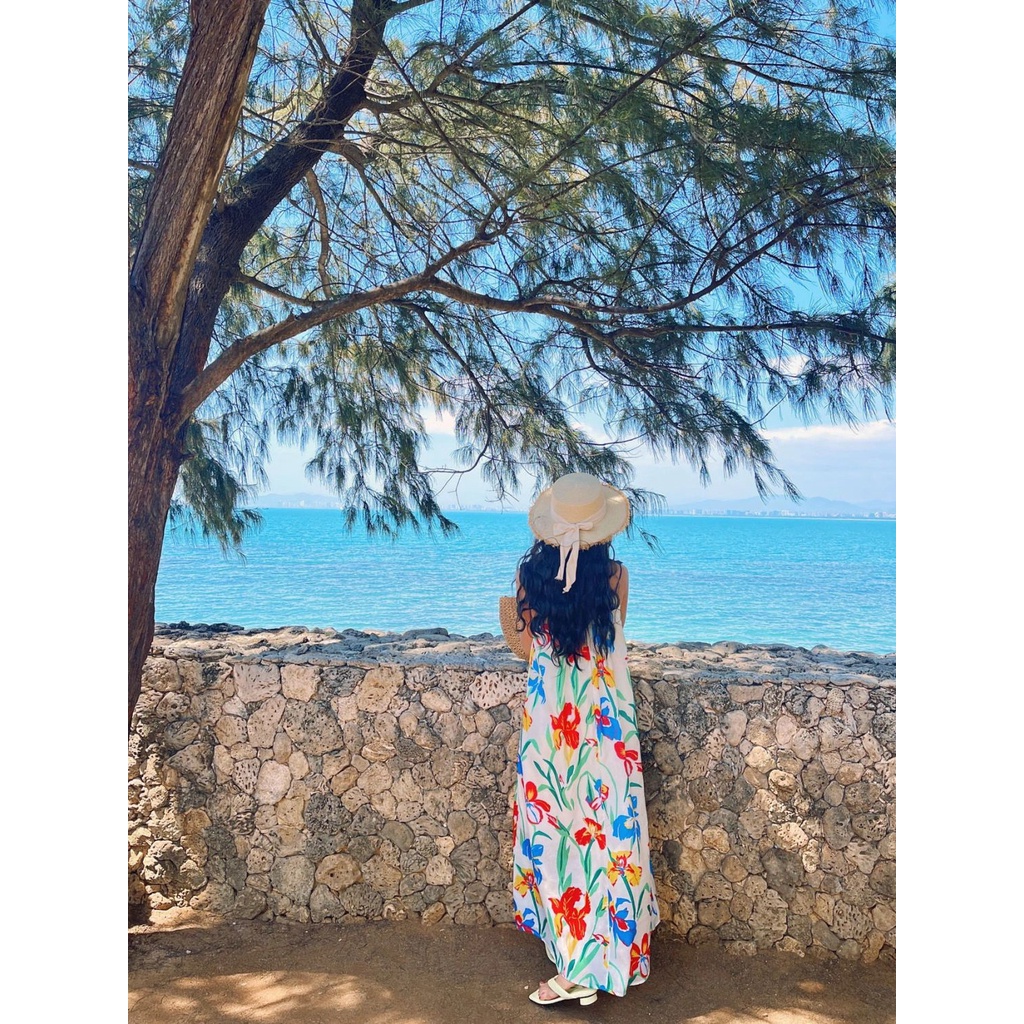 Đầm midi Hai Dây Dáng Dài Vải satin In Hoa Thời Trang Mùa Hè