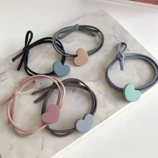Dây Buộc Tóc Cao Su Co Giãn Hai Lớp Hình Trái Tim Kim Loại Phong Cách Hàn Quốc