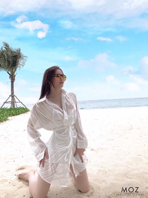 Set áo sơ mi + váy 2 dây