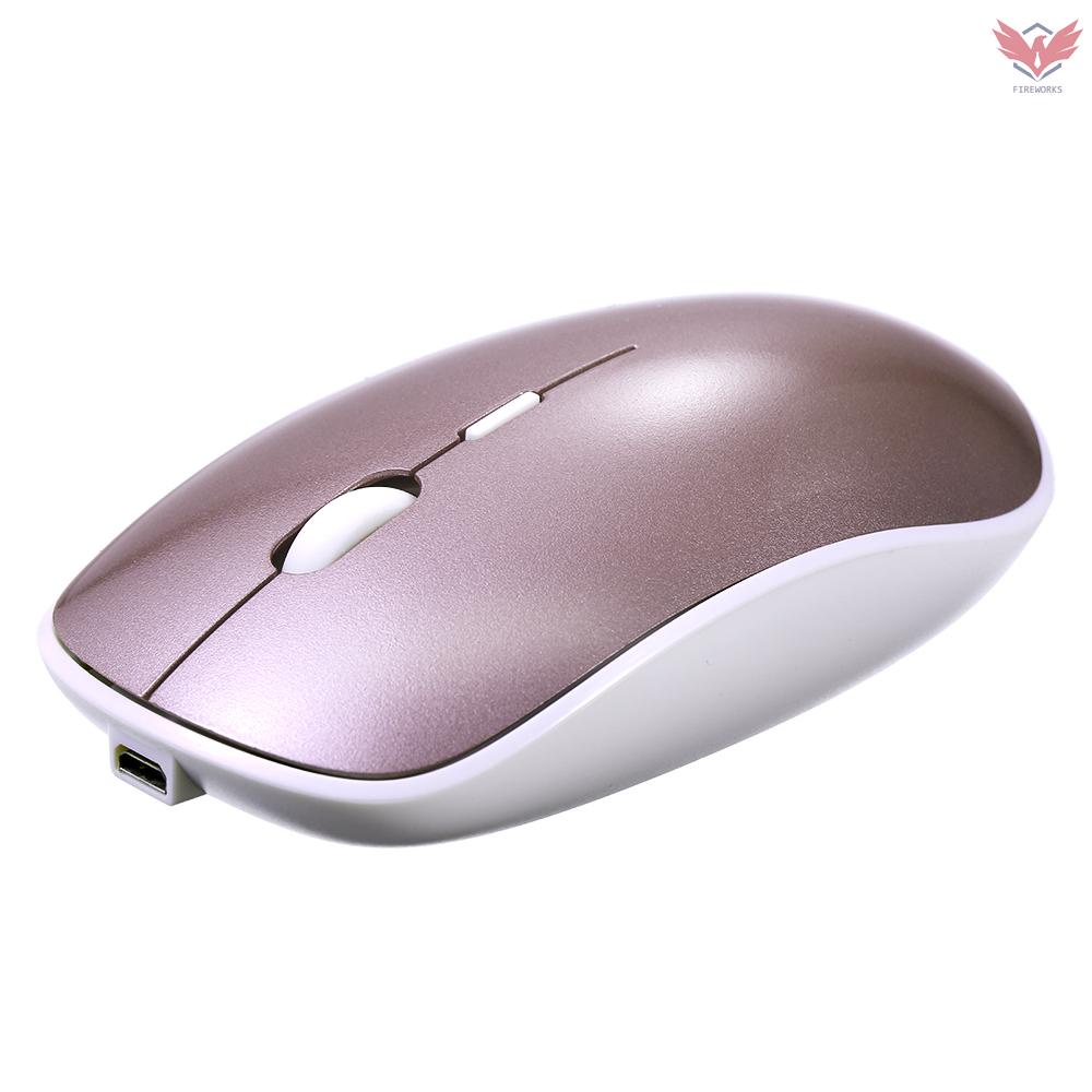 2.4G Wireless Mouse 1600DPI Optical Chargeable and Portable Mobile Mouse with USB Receiver 4 Buttons for PC Laptop Desktop Fit for Left/Right Hand (Pink)