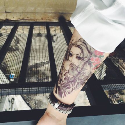 [ SIÊU GIẢM GIÁ TATTOO NAM ] Hình xăm dán tatoo cô gái đầu lâu - miếng dán hình xăm đẹp dành cho nam