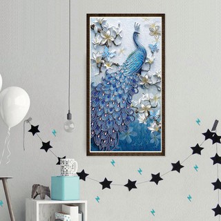 Bộ tranh đính đá 5D tự làm họa tiết chim công đặc biệt sang trọng DIY