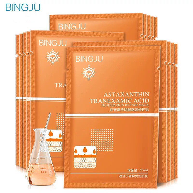 BINGJU – Mặt nạ chống lão hóa dưỡng ẩm Astaxanthin Tranexamic Acid Tender Skin Repair Mask BIJU07