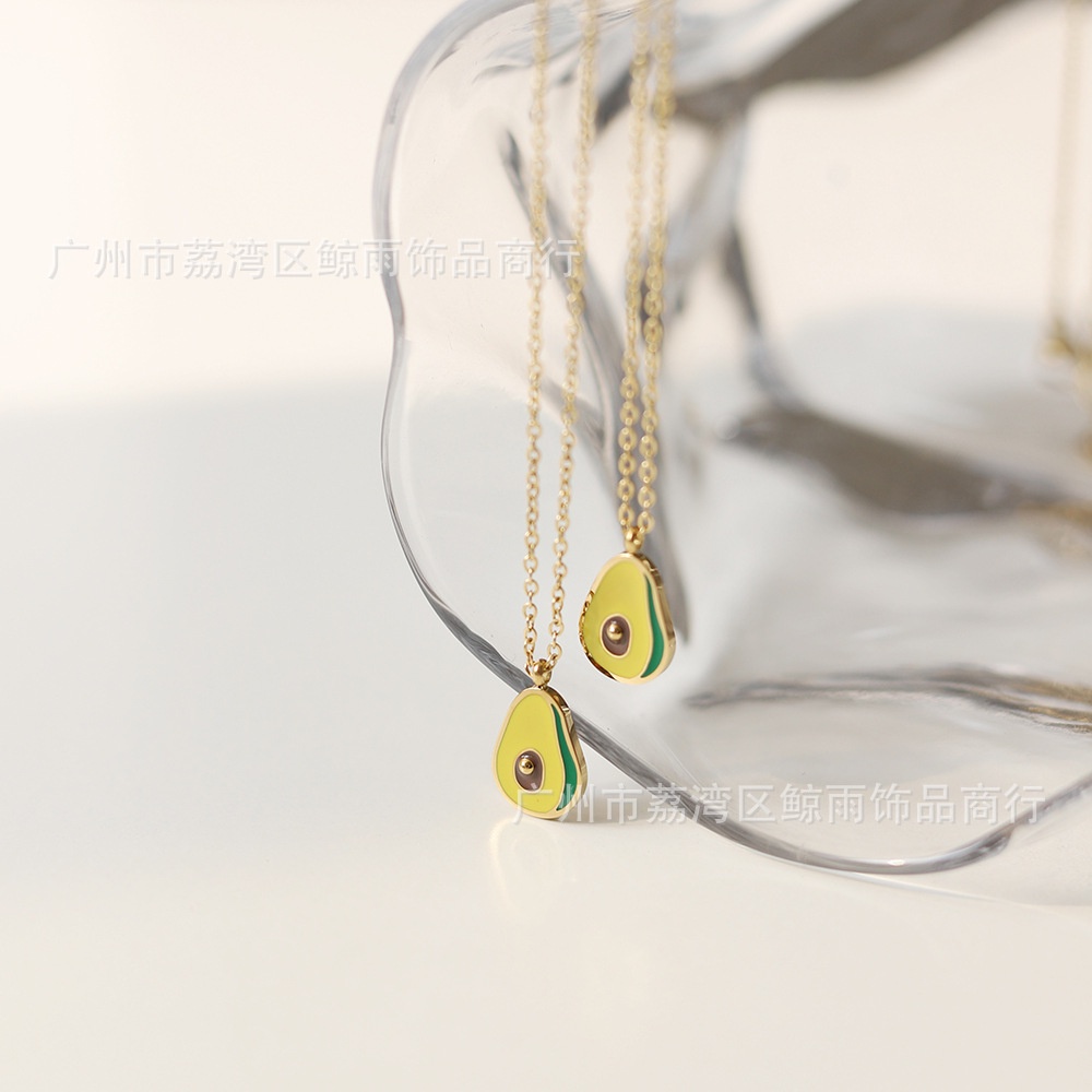 Dây Chuyền Thép Titan Mạ Vàng Hình Quả Bơ Màu Sắc Xinh Xắn Xl200 Mori