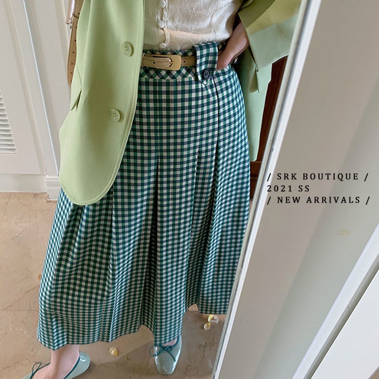 Bán Chạy!F &amp; X Chân Váy Dài Dáng Chữ a Kẻ Sọc Caro Màu Xanh Lá Phong Cách Pháp Cổ Điển Thời Trang Xuân Hè Cho Nữ 2022