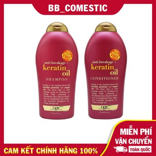 Dầu gội và xả ogx anti-breakage keratin oil 577ml