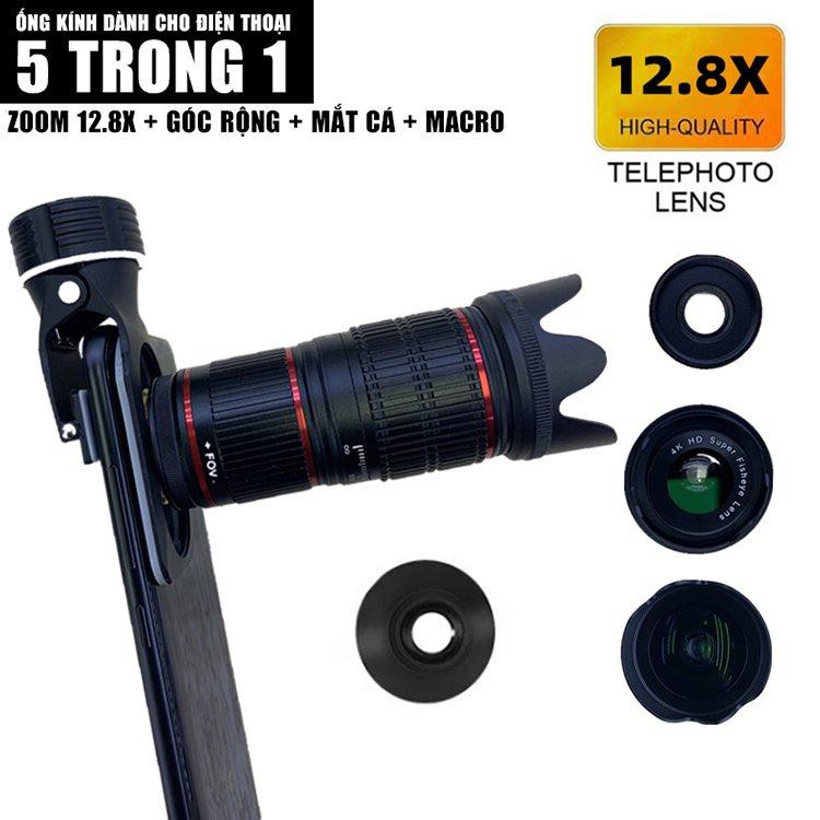 [Sale Sập Sàn] Phone Camera Lens, 5 In 1 Telephoto Lens Full Kit Japan - AD