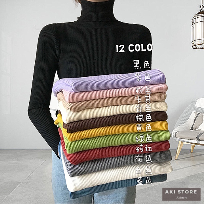 Áo sweater Dệt Kim Cổ Lọ Tay Dài Dáng Ôm Phong Cách Hàn Quốc Thời Trang Mùa Thu 2022