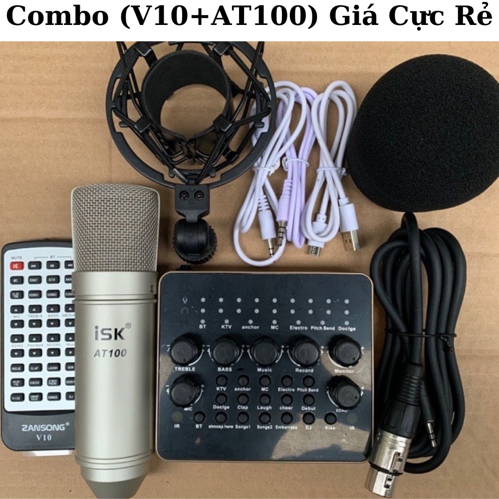 ⚡Giá Sốc⚡Combo (V10+AT100) Bộ Soundcard V10 + Micro Thu Âm AT100 - Cam Kết Chất Lượng Lỗi 1 Đổi 1