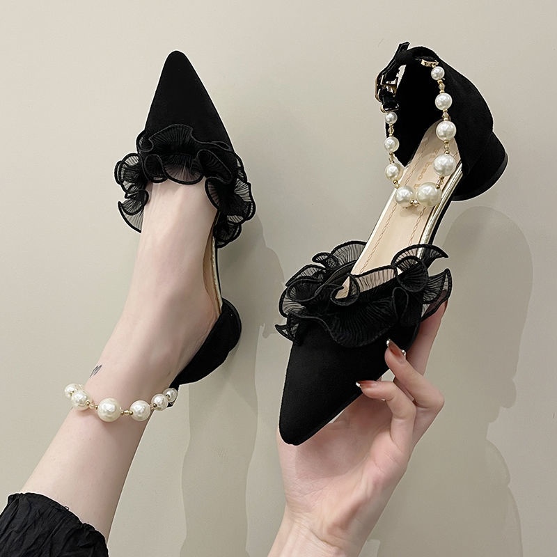 Giày Búp Bê Một Mảnh Đính Ngọc Trai Phong Cách Pháp Nhẹ Nhàng Nữ Tính