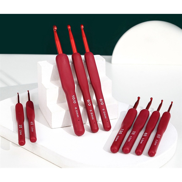 Bộ 9 cây kim móc mô phỏng TL màu đỏ