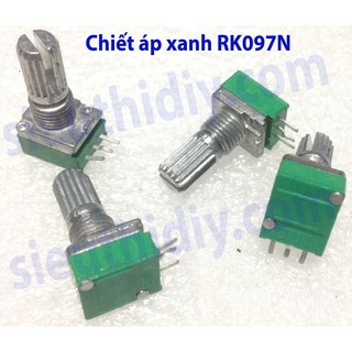 Chiết áp xanh đơn RK097N trục hoa 6mm B10K20K500K (gói 3c)