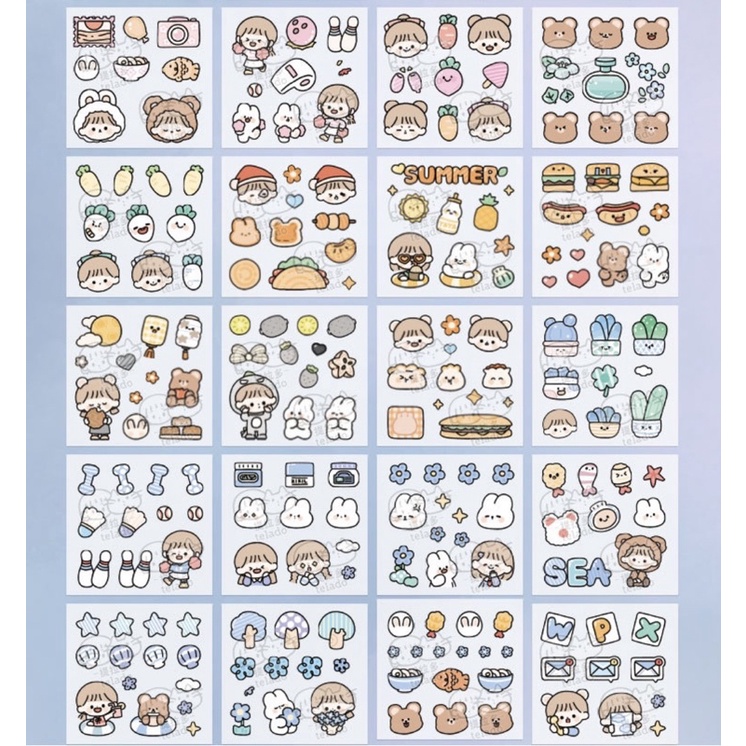 -Sticker cute/Set 10 tấm hình dán dễ thương Butter Rabbit Holiday trang trí sổ bullet journal Tẻn Tẻn