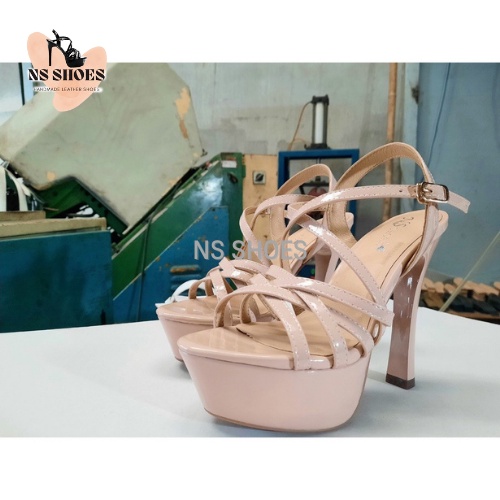 Giày cao gót Hoa Hậu đế đúp thời trang phiên bản gót trụ chắc chắn, da mềm, đệm lót êm chân 13cm - NS2135