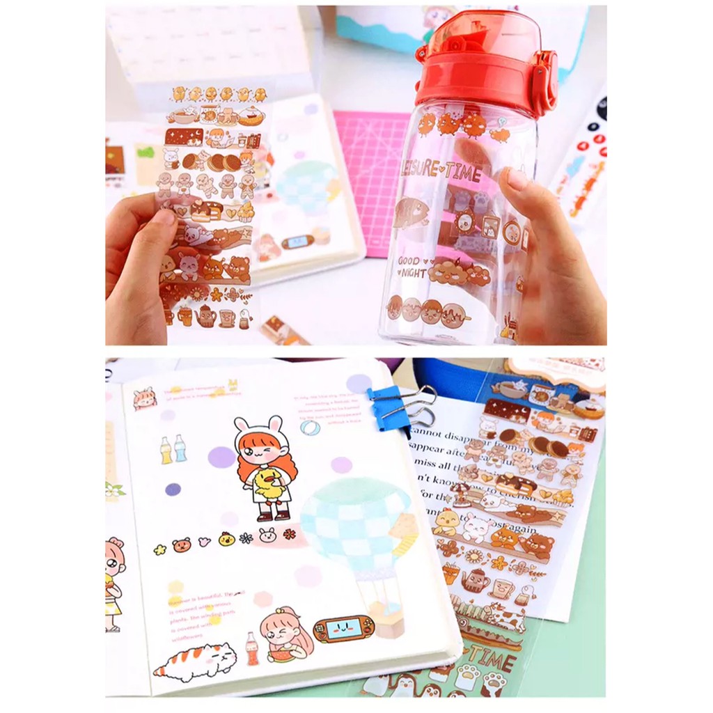 [SALE] Sticker nhãn dán trong khổ chữ nhật dài cute [RINH LÀ CÓ QUÀ] trang trí tập, sổ tay, bàn học,...