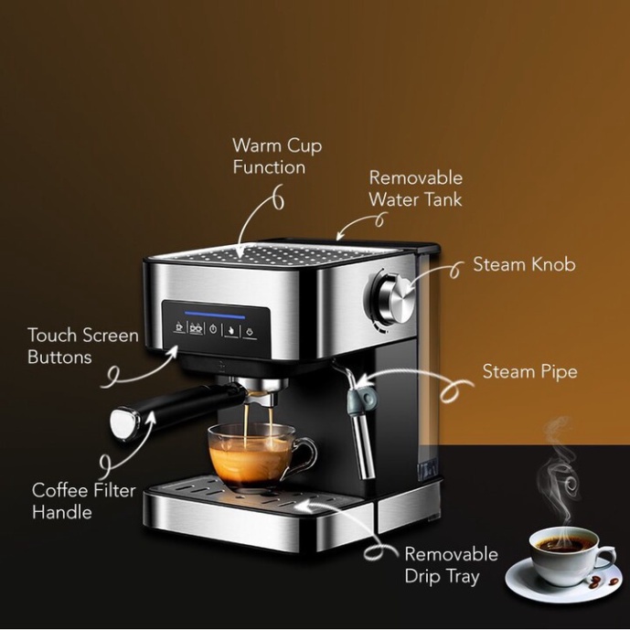 Máy pha cà phê Espresso CM6863, 850W. Thương hiệu cao cấp đăng ký tại USA (Mỹ) BioloMix - CHÍNH HÃNG BẢO HÀNH 1 NĂM {CHÍ